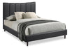 Lit plateforme rembourré Paseo en tissu de cuir végétalien noire - format grand lit