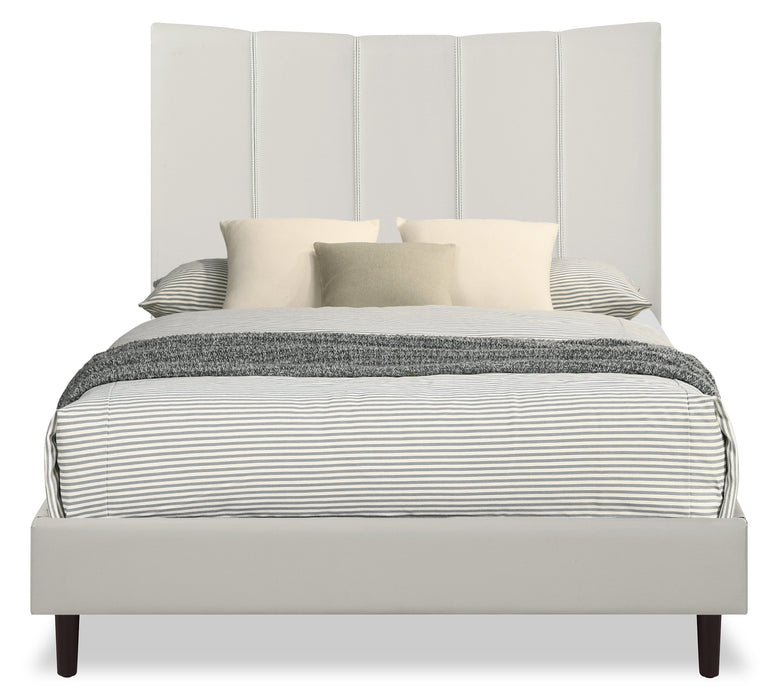 Lit plateforme rembourré Paseo en tissu de cuir végétalien taupe - format lit double