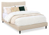 Lit plateforme rembourré Paseo en tissu de cuir végétalien taupe - format grand lit