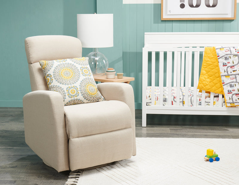 Fauteuil berçant, pivotant et inclinable Penny de 29,1 po en tissu d’apparence lin - taupe