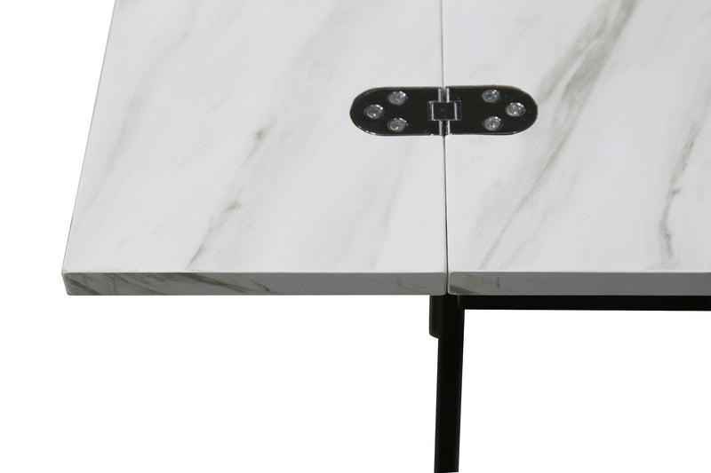 Table Pia de 18 po en forme de C avec dessus extensible - marbre blanc