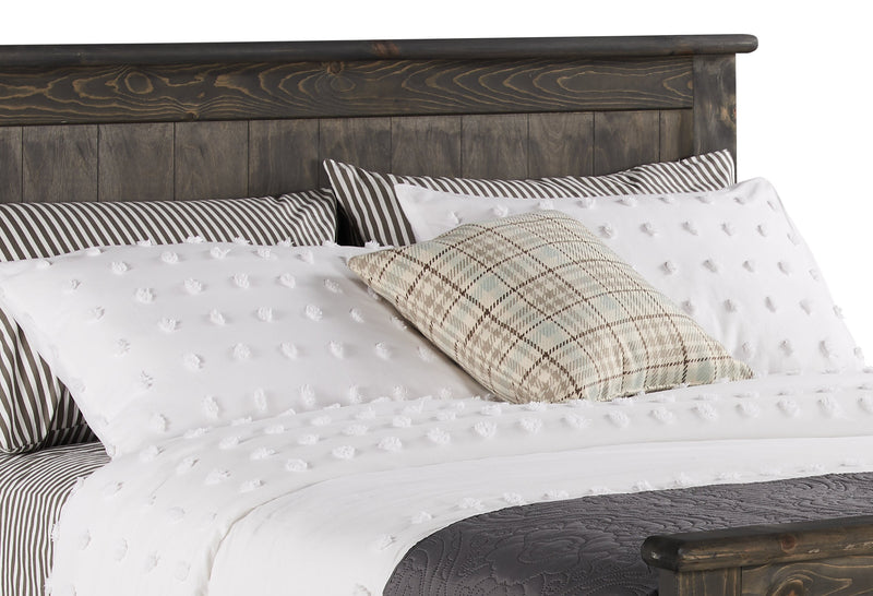 Lit de rangement Piper à 2 tiroirs en pin massif gris bois de grève pour enfants - format lit double