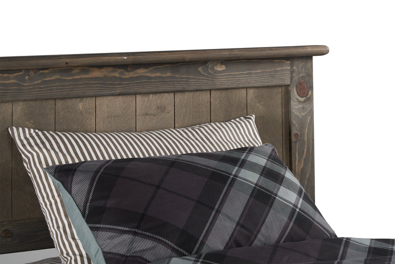 Lit de rangement Piper à 2 tiroirs en pin massif gris bois de grève pour enfants - format lit simple