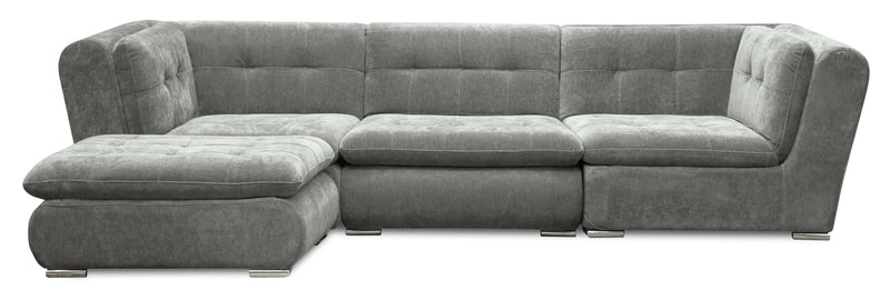 Sofa sectionnel modulaire Plaza de Scott Living 4 pièces en tissu avec pouf - gris