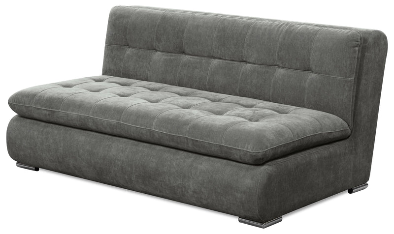 Causeuse modulaire sans accoudoirs Plaza de Scott Living de 63 po en tissu avec coussins de dossier capitonnés et pattes en métal - grise