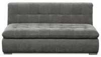  Causeuse modulaire sans accoudoirs Plaza de Scott Living de 63 po en tissu avec coussins de dossier capitonnés et pattes en métal - grise