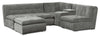 Sofa sectionnel modulaire Plaza de Scott Living 5 pièces en tissu avec console de rangement, 2 porte-gobelets et pouf - gris