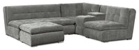  Sofa sectionnel modulaire Plaza de Scott Living 5 pièces en tissu avec console de rangement, 2 porte-gobelets et pouf - gris