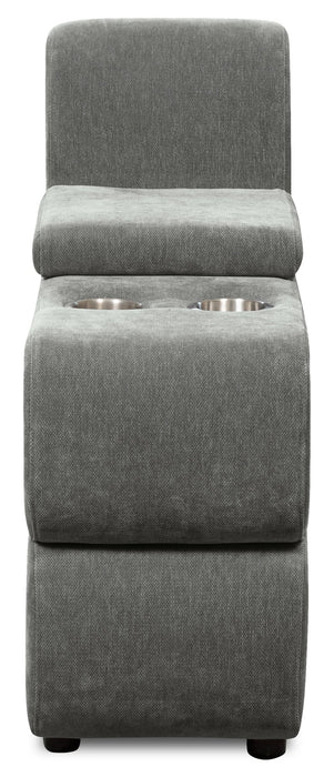 Sofa sectionnel modulaire Plaza de Scott Living 5 pièces en tissu avec console de rangement, 2 porte-gobelets et pouf - gris