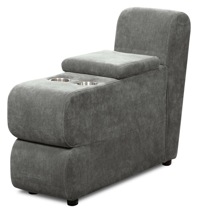 Sofa sectionnel modulaire Plaza de Scott Living 5 pièces en tissu avec console de rangement, 2 porte-gobelets et pouf - gris