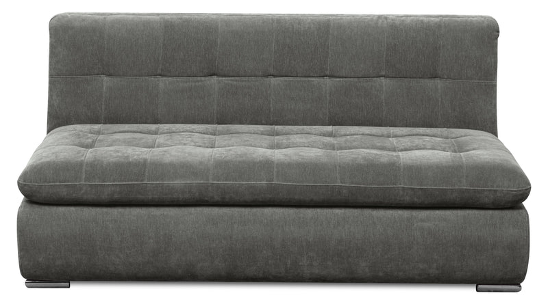 Sofa sectionnel modulaire Plaza de Scott Living 5 pièces en tissu avec console de rangement, 2 porte-gobelets et pouf - gris