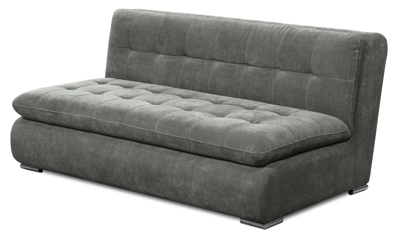 Sofa sectionnel modulaire Plaza de Scott Living 5 pièces en tissu avec console de rangement, 2 porte-gobelets et pouf - gris