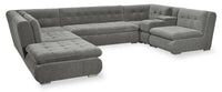  Sofa sectionnel modulaire Plaza de Scott Living 7 pièces en tissu avec console de rangement et 2 porte-gobelets - gris