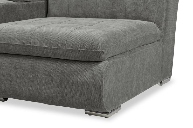 Sofa sectionnel modulaire Plaza de Scott Living 7 pièces en tissu avec console de rangement et 2 porte-gobelets - gris