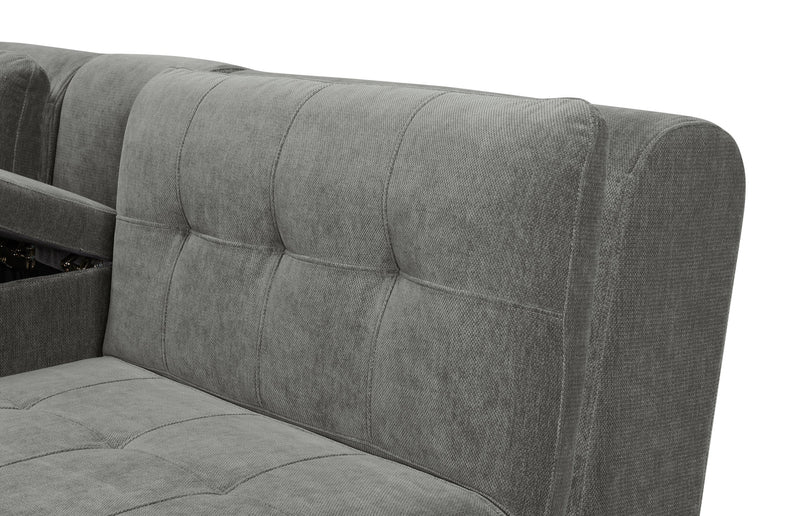 Sofa sectionnel modulaire Plaza de Scott Living 7 pièces en tissu avec console de rangement et 2 porte-gobelets - gris