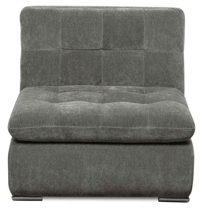 Sofa modulaire Plaza de Scott Living de 117 po en tissu avec coussins de dossier capitonnés et pattes en métal - gris
