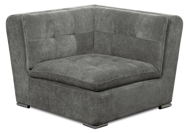 Sofa modulaire Plaza de Scott Living de 117 po en tissu avec coussins de dossier capitonnés et pattes en métal - gris