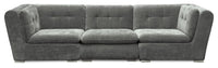 Sofa modulaire Plaza de Scott Living de 117 po en tissu avec coussins de dossier capitonnés et pattes en métal - gris
