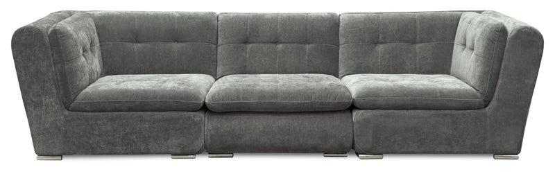 Sofa modulaire Plaza de Scott Living de 117 po en tissu avec coussins de dossier capitonnés et pattes en métal - gris
