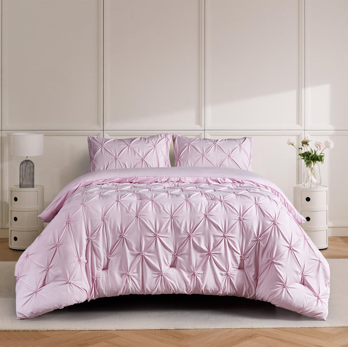Ensemble d'édredon Penelope 2 pièces rose pour lit simple