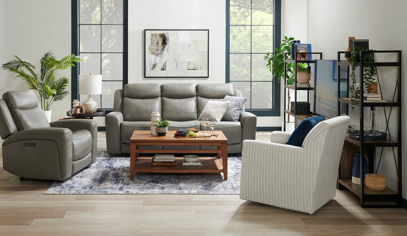 Fauteuil à inclinaison électrique Prescott de Scott Living de 42,5 po en cuir véritable avec appuie-tête électrique - gris