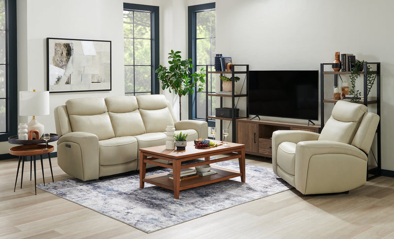 Fauteuil à inclinaison électrique Prescott de Scott Living de 42,5 po en cuir véritable avec appuie-tête électrique - gris platine