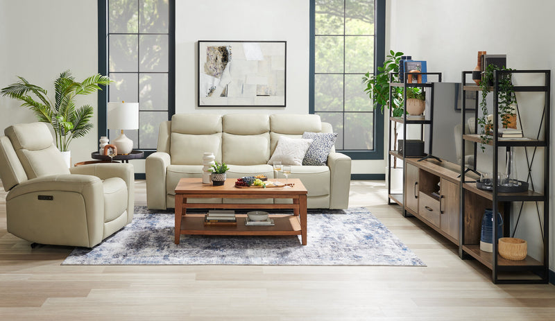 Fauteuil à inclinaison électrique Prescott de Scott Living de 42,5 po en cuir véritable avec appuie-tête électrique - gris platine