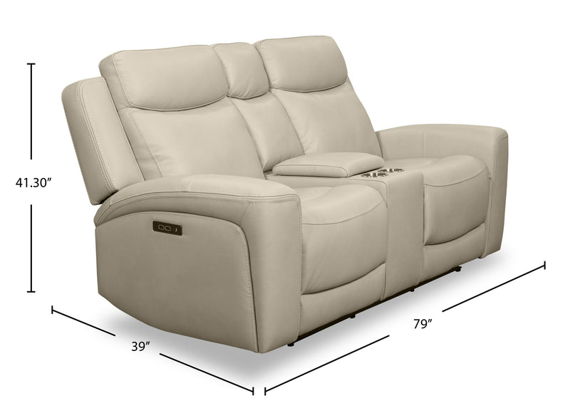 Causeuse à inclinaison électrique Prescott de Scott Living de 79 po en cuir véritable avec appuie-têtes électriques - gris platine
