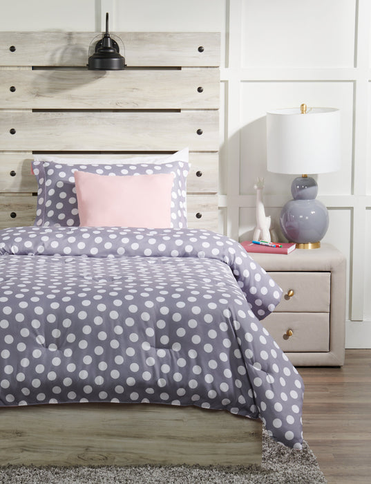 Ensemble d'édredon Portia 4 pièces pour lit double - gris