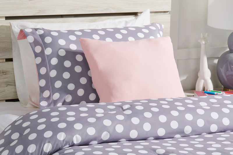 Ensemble d'édredon Portia 4 pièces pour lit double - gris