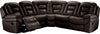 Sofa sectionnel inclinable Leo 5 pièces en tissu d’apparence cuir - brun noyer