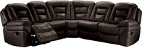  Sofa sectionnel inclinable Leo 5 pièces en tissu d’apparence cuir - brun noyer