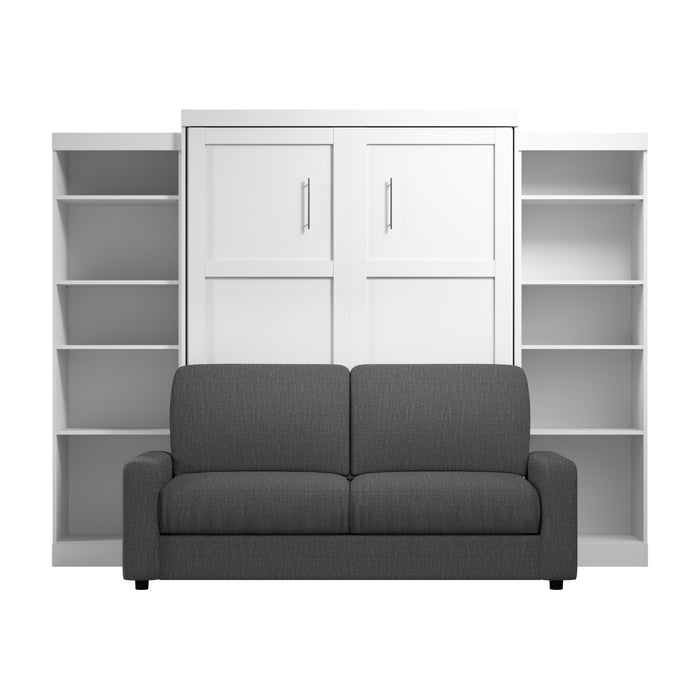 Grand lit escamotable Pur de Bestar avec 10 tablettes et sofa - blanc