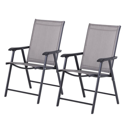 Outsunny 2-piece Folding Dining Chair Set For Relaxing On Patio, Grey