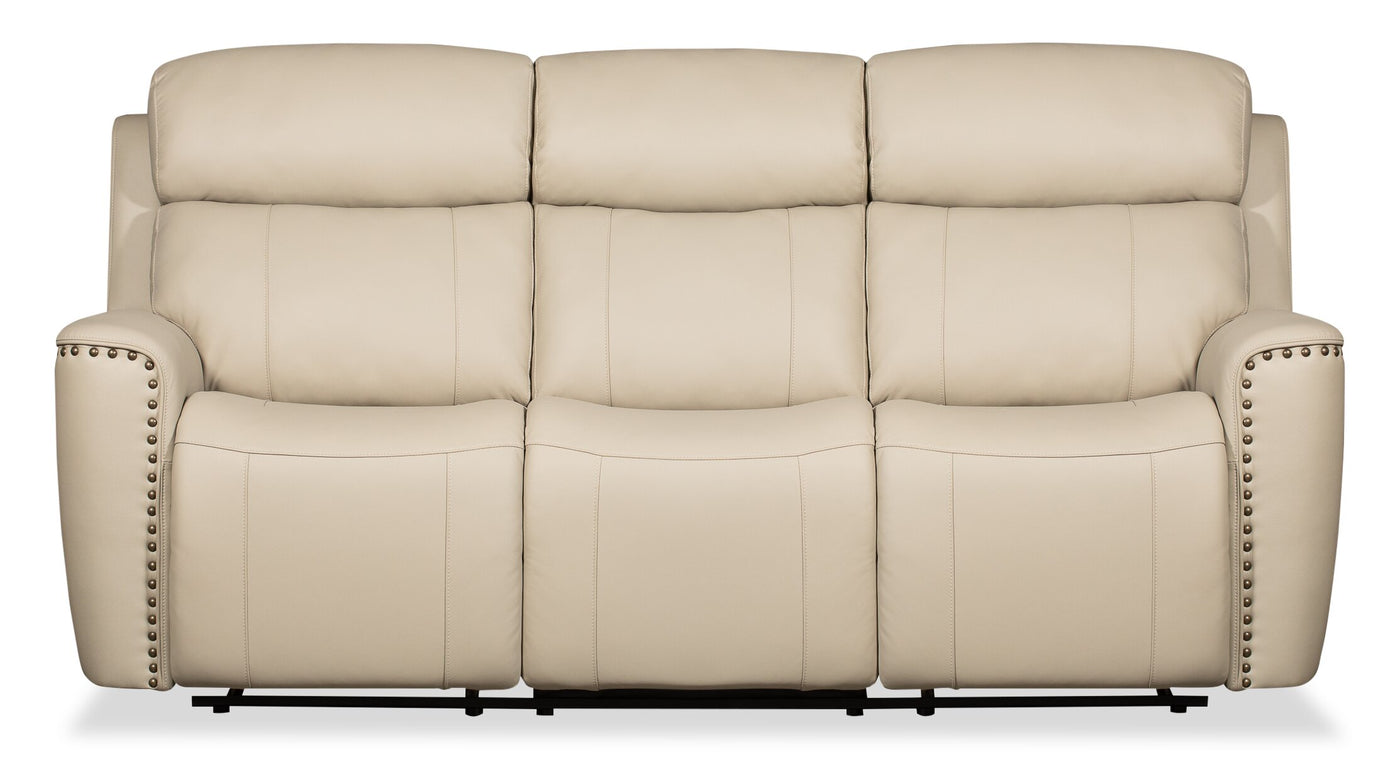 Sofa à inclinaison électrique Quincy en cuir véritable beige Brick