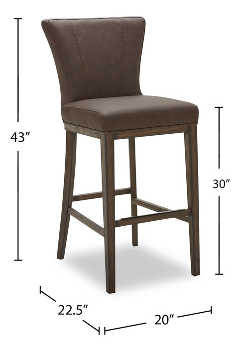 Tabouret bar Quinn en tissu de cuir végétalien - brun