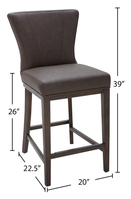 Tabouret 26 po Quinn de hauteur comptoir en tissu de cuir végétalien - brun