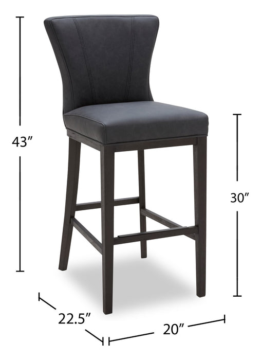 Tabouret bar Quinn en tissu de cuir végétalien - gris