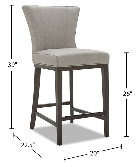 Tabouret Quinn de hauteur comptoir en tissu de cuir végétalien - taupe