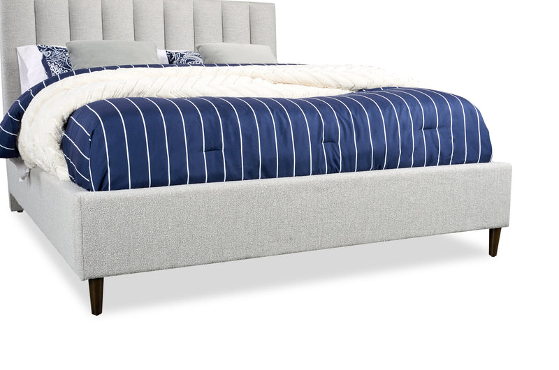 Lit plateforme rembourré Rain de Kort & Co. en tissu taupe capitonné - format grand lit