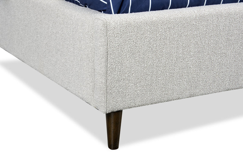 Lit plateforme rembourré Rain de Kort & Co. en tissu taupe capitonné - format grand lit