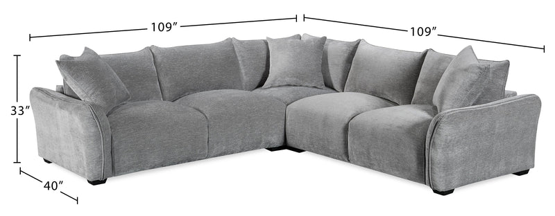 Sofa sectionnel Reflect 3 pièces en tissu de chenille avec coussins de dossier réversibles - gris