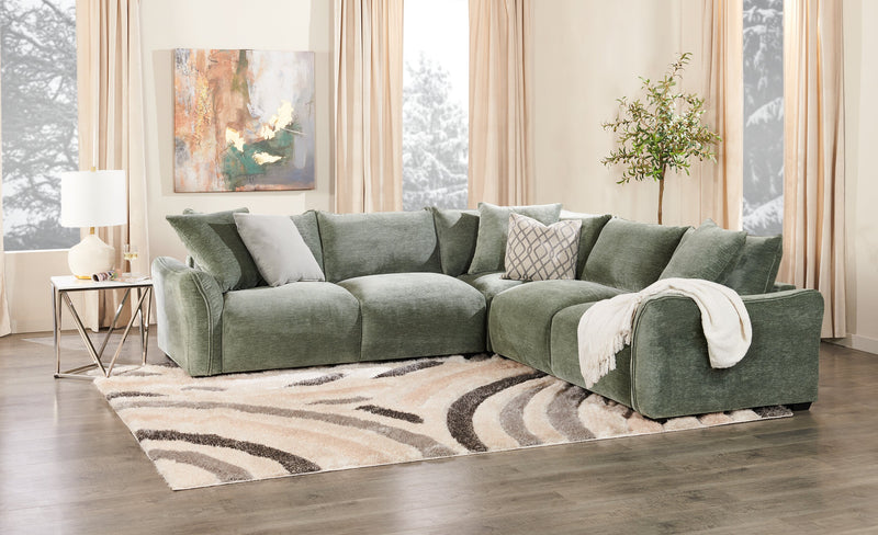 Sofa sectionnel Reflect 3 pièces en tissu de chenille avec coussins de dossier réversibles - vert