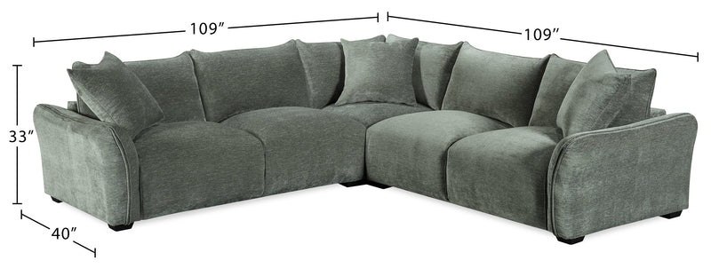 Sofa sectionnel Reflect 3 pièces en tissu de chenille avec coussins de dossier réversibles - vert