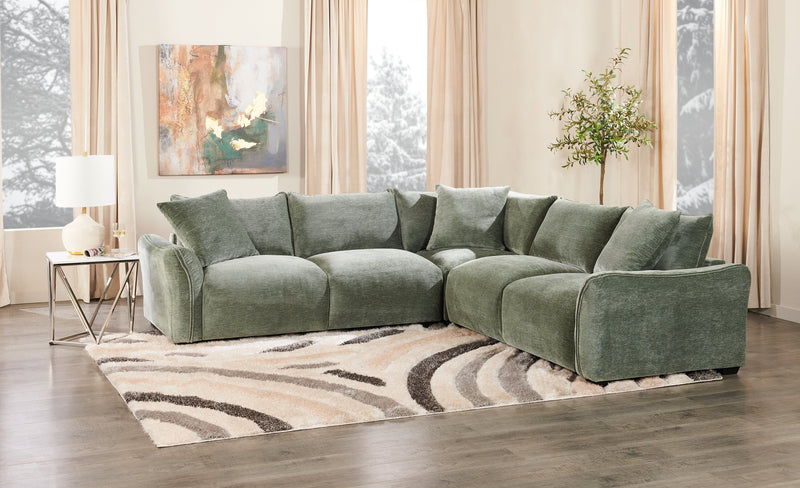 Sofa sectionnel Reflect 3 pièces en tissu de chenille avec coussins de dossier réversibles - vert