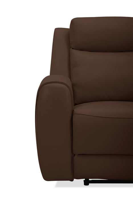 Sofa à inclinaison électrique Reign de 87 po en cuir véritable de qualité supérieure avec ports USB - brun chocolat Silverado