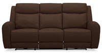  Sofa à inclinaison électrique Reign de 87 po en cuir véritable de qualité supérieure avec ports USB - brun chocolat Silverado