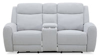  Causeuse à inclinaison électrique Reign de 78 po en tissu avec console - gris pierre Bronco
