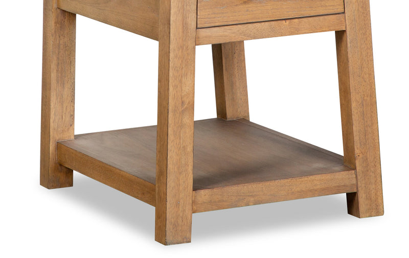 Table de bout moderne Rhett de 22 po avec rangement et tablette - chêne brun clair
