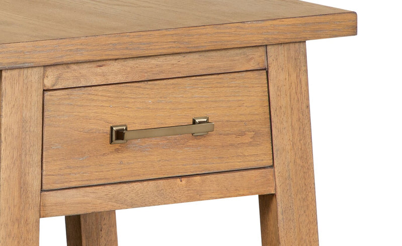 Table de bout moderne Rhett de 22 po avec rangement et tablette - chêne brun clair